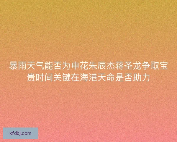 暴雨天气能否为申花朱辰杰蒋圣龙争取宝贵时间关键在海港天命是否助力
