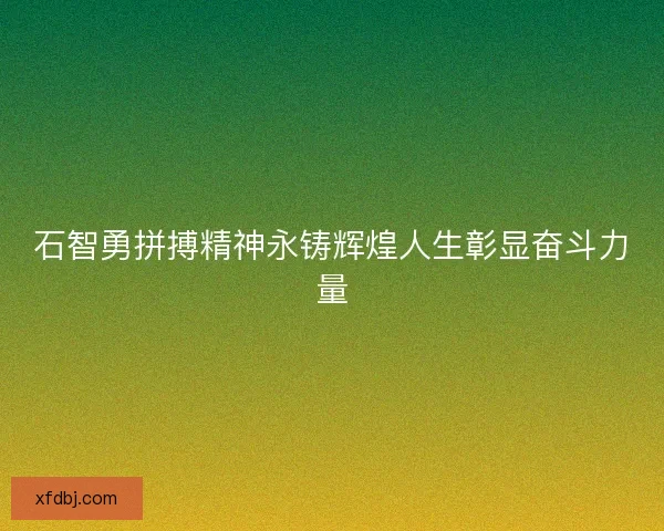 石智勇拼搏精神永铸辉煌人生彰显奋斗力量 石智勇拼搏精神永铸辉煌人生彰显奋斗力量